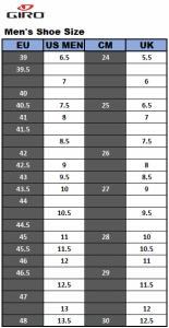 bike shoe sizing