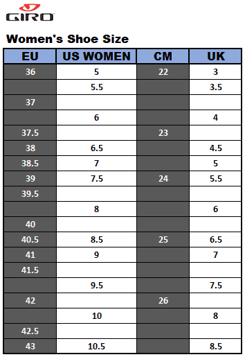 women's sizes compared to men's shoes